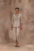 Rose gold tissue short tunic with satin georgette dhoti pants